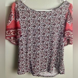 Lucky Brand Floral Blouse with Flowy Sleeves